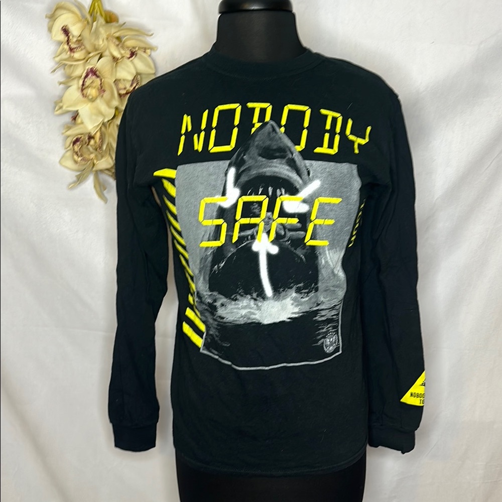 NWOT Future Nobody Safe Black Graphic Long Sleeve Shirt